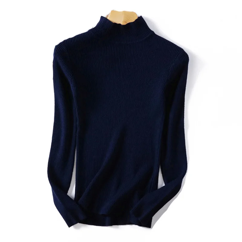 ShejoinSheenjoy Spring Autumn Women Pullovers Sweaters Fashion Slim Half Turtleneck Knitted Tops Women Elastic Casual Sweater (13)