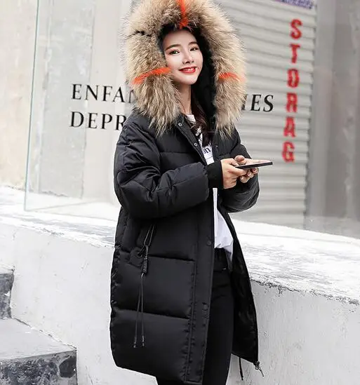Зимние Европа и США новые свободные длинное пальто из хлопка Женская пуховая куртка Теплая хлопковая куртка