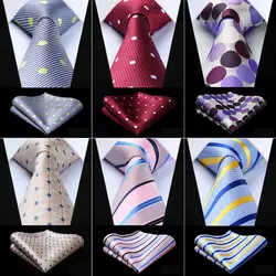 Горошек 3.4 "100% шелк свадебные жаккардовые Для мужчин галстук Карманный площадь платок Набор костюм # RD1