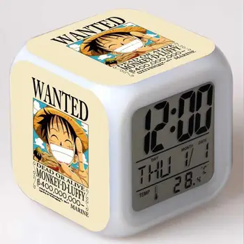 

One Piece Luffy Chopper Action Figures LED 7 Colors Change Touch Light Alarm Desk Watch Boys Toys #3776