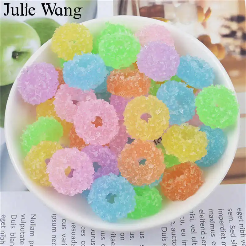 

Julie Wang 20PCS Resin Soft Candy Charms Slime Food Heart Square Donut Pendants Jewelry Making Accessory Table Decor Ornament