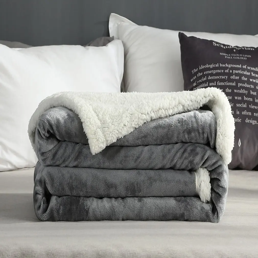 

150x200cm Super Soft Blanket Winter Wool Blanket Ferret Cashmere Throw Blanket Reversible Warm Blankets for Sofa Bed