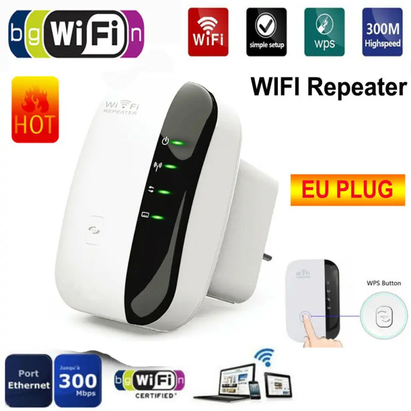 

2019 300M 802.11N Wireless-N Wifi Repeater 2.4G AP Router Signal Booster Extender Amplifier EU Plug