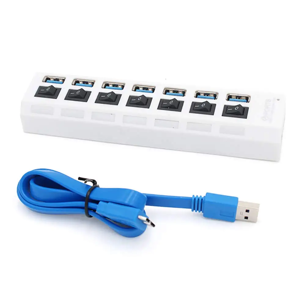 Nworld мульти порты USB концентратор 3,0 4/7 порты переключатели адаптер питания для ПК портативный супер скорость 5 Гбит/с несколько USB порт расширитель - Цвет: 7 Port White