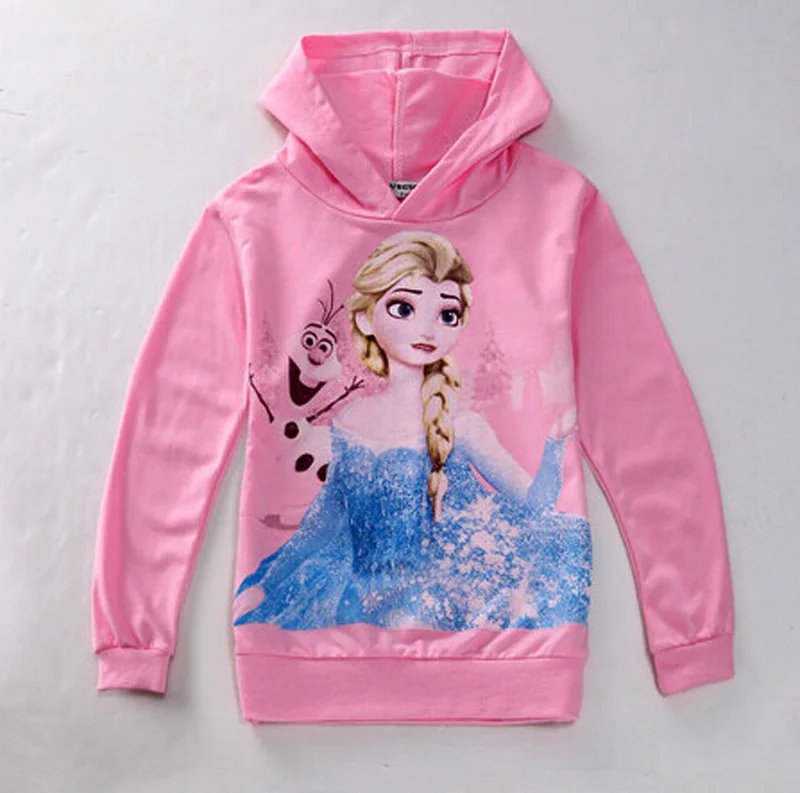 

autumn girl kids clothes t shirt cartoon anna elsa pattern kids girl clothes t shirt autumn Hooded kids clothes t-shirt for girl
