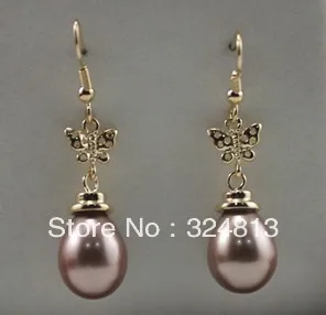 

STUNNING SEA 14MM BIG BROWN SHELL PEARL EARRING