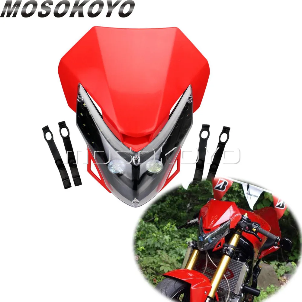 

Red Dual Sport Motocross Street Fighter Headlight LED Side Indicator for Honda CRF XR 150 110 250 450