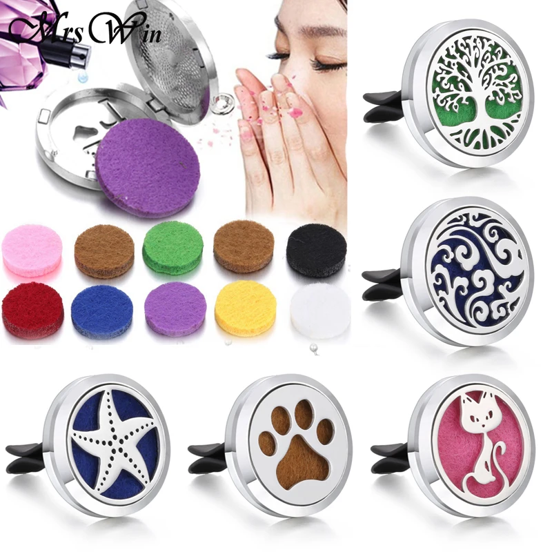 

New Car Perfume Diffuser Clip Locket Starfish Tree of Life Stainless Steel Vent Freshener Essential Oil Diffuser Car Accessories