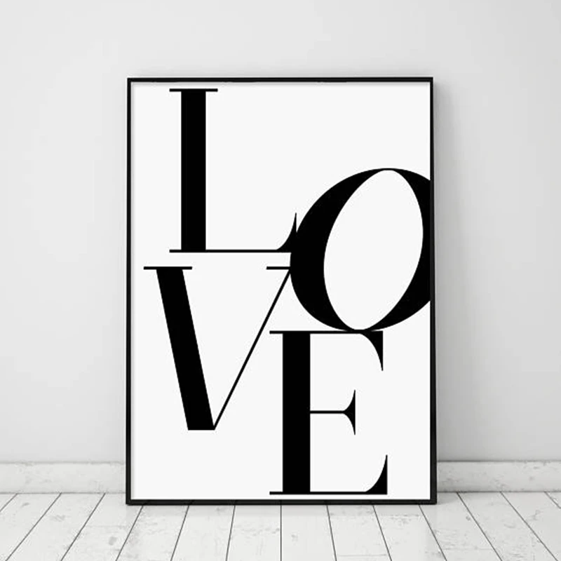 Word Love Canvas Art Print Bedroom Wall Scandinavian Modern Painting
