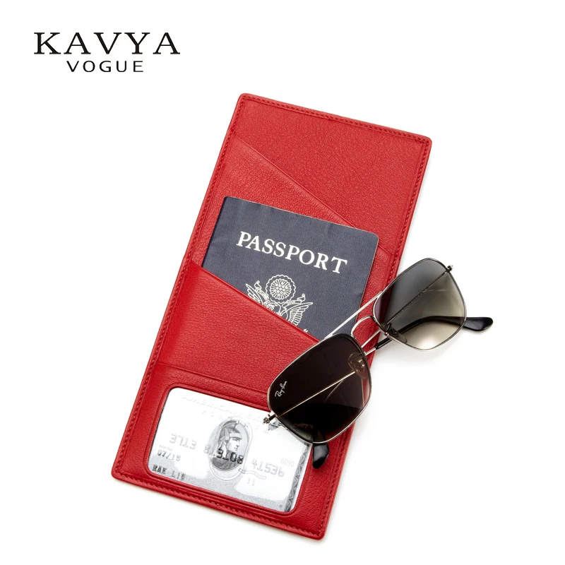 KAVYAVOGUE Leather Passport Holders Geuine Leather Passport Covers RFID Travel Document Cover