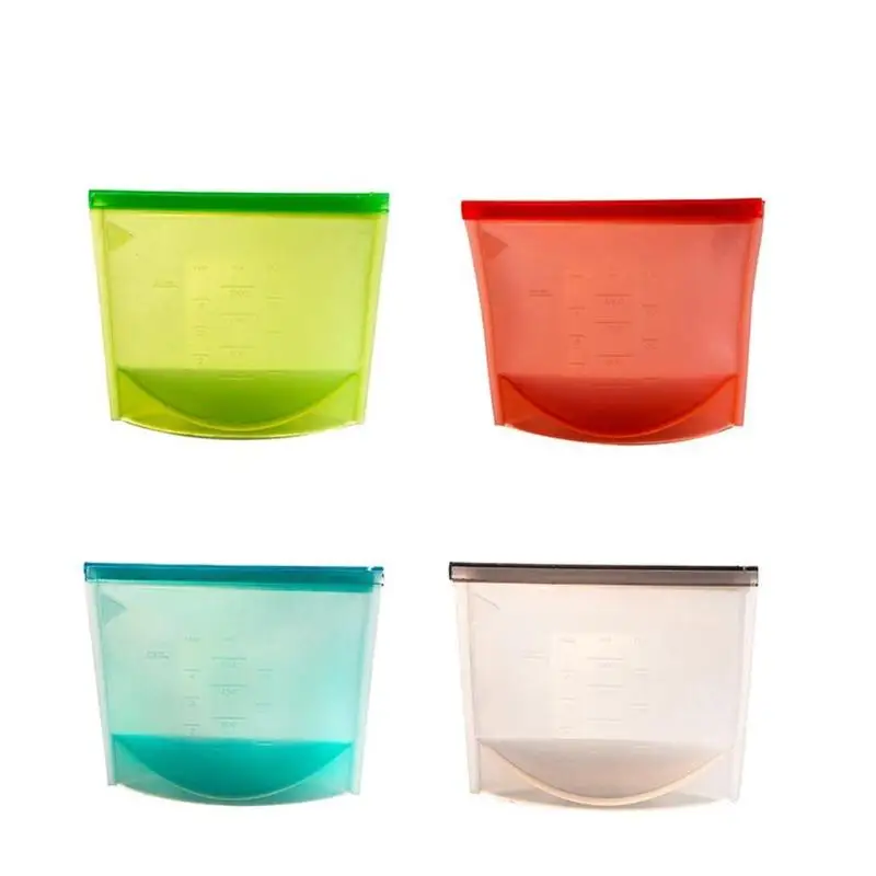 

3Pcs Silicone Food Storage Containers Zip Top Leakproof Fresh Bowl Reusable Stand Up Zips Shut Bag Fruit Vegetable Sealed Cup B4