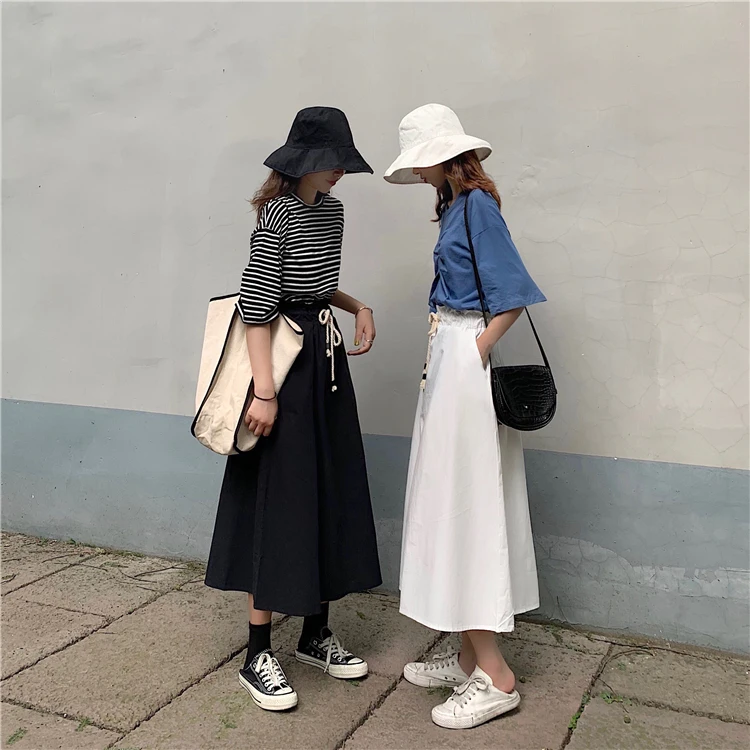 REALEFT New Arrival White Japanese Style Skirts Autumn Winter Solid High Waist Harajuku Tulle Black Skirts for Students