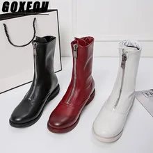 

GOXEOU Womens Winter Boots Fashion Woman Brand Martin Boots Concise Female Round Toe Elegant Cowboy Boots For Women Casual Shoes