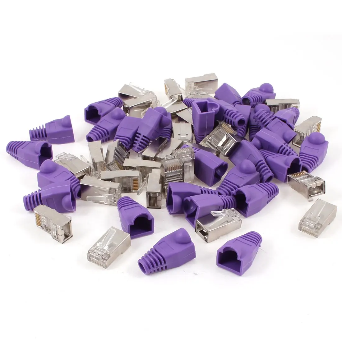 YOC Hot 30 Pcs Metal Shielded 8P8C RJ45 Plug Network Connectors Sleeve YOC Hot 30 Pcs Metal Shielded 8P8C RJ45 Plug Network Connectors Sleeve