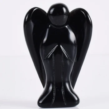 

2 Inch Obsidian Mini Angel Figurines Miniatures Craft Natural Gemstone Dream Catcher Statue Chakra Healing vintage Home Decor