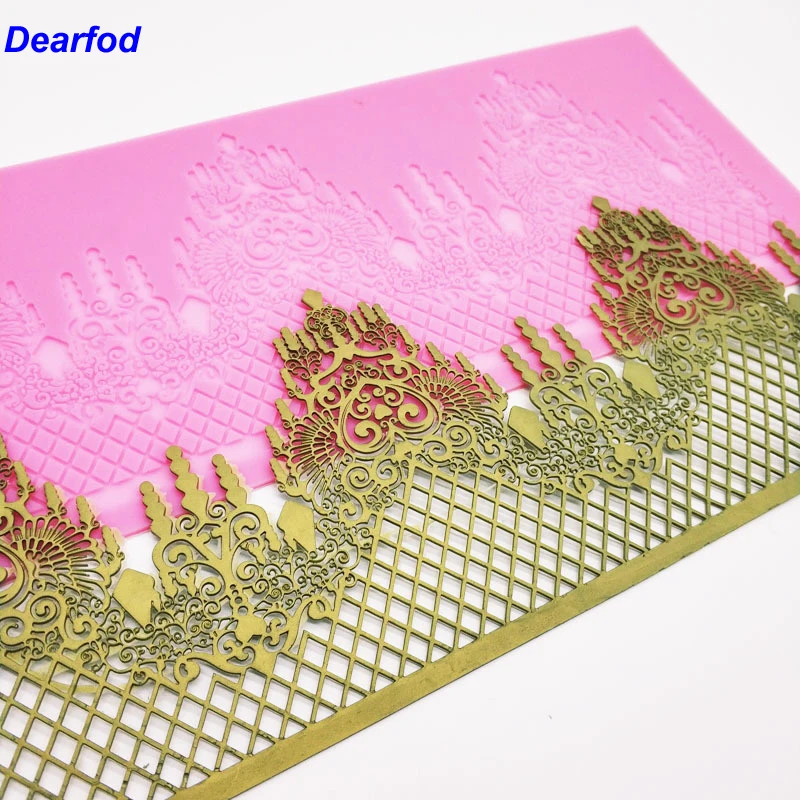 

MX064 European Style Crstal Pendant Crown Retro Lace Mold Silicone Sugar Lace Pad Cake Brim Decoration Mold Kitchenware DIY Tool