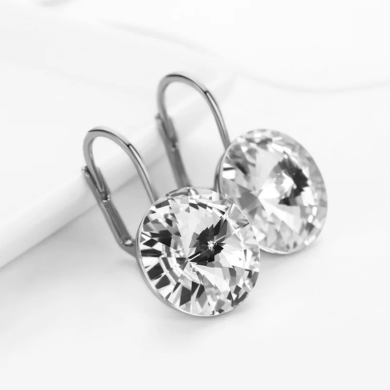 Женские серьги с кристаллами MOONROCY круглые Серебристые 11 11|earrings for women|fashion earrings