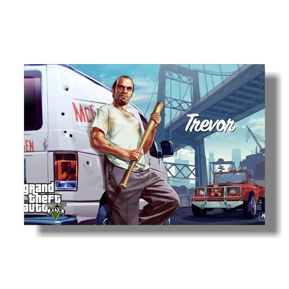 Бесплатная доставка Grand Theft Auto V Art шелковая ткань для печати Hot GTA 5 изображения