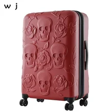 Дорожный чемодан с изображением черепа, крутой чемодан с изображением черепа, чемодан, Модный женский чемодан с изображением цветка, мужская дорожная сумка, чемодан на колёсиках