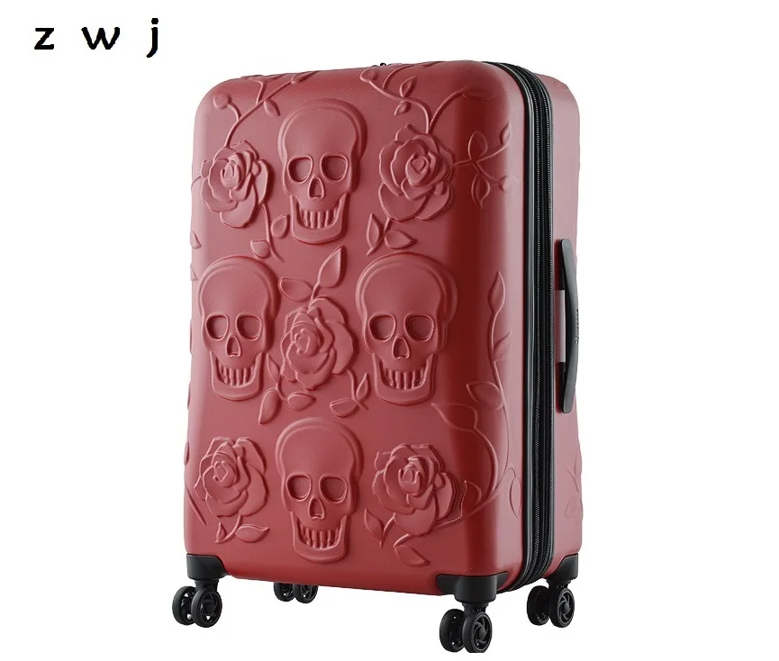 2017 Travel Skull Luggage Cool Skull Luggage Suitcase Fashion Flower