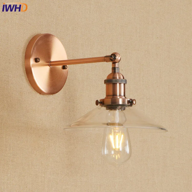 

IWHD Loft LED Light Nordic Retro Wall Lamp Creative Adjustable Wandlamp Glass E27 4W Home Lighting Bathroom Light Luminaire