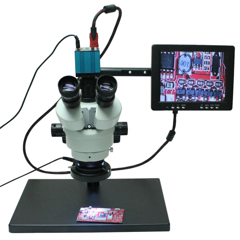 

Continuous Zoom Binocular Visual 3.5X-90X Trinocular Stereo Microscope 16MP HDMI USB Microscope Camera 8-inch Monitor