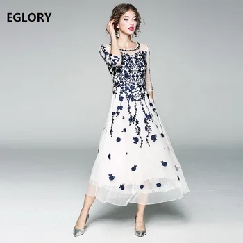 

Dropshipping Womens Fashion Party Wedding Event Long Summer Dress 2019 Style Female Exquisite Embroidery Lace Maxi Vestido Mujer