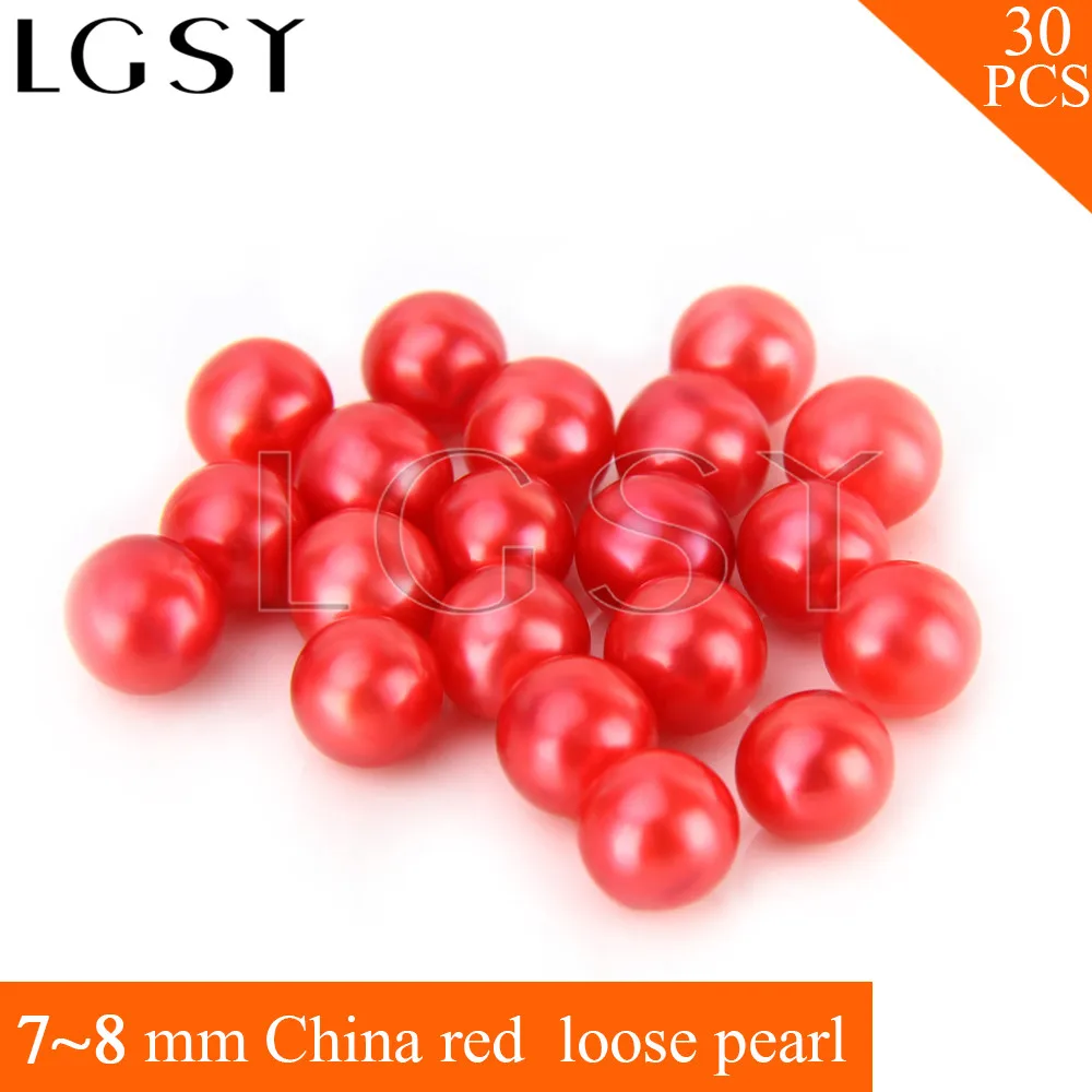 Fashion Bright color 7-8mm AAA China Red saltwater round akoya loose pearls 30pcs for women fitting Jewelry Fashion Bright color 7-8mm AAA China Red saltwater round akoya loose pearls 30pcs for women fitting Jewelry