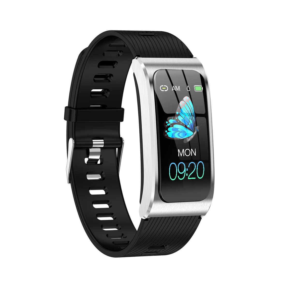 Новинка, умный Браслет AK12, цветной экран, Ip68, водонепроницаемые женские часы, монитор сердечного ритма, спортивный браслет - Цвет: Silica strap sliver