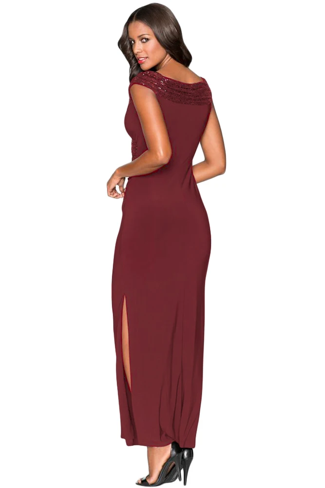 Red-Sequin-Wrap-V-Neckline-Long-Evening-Dress-LC610264-3-2