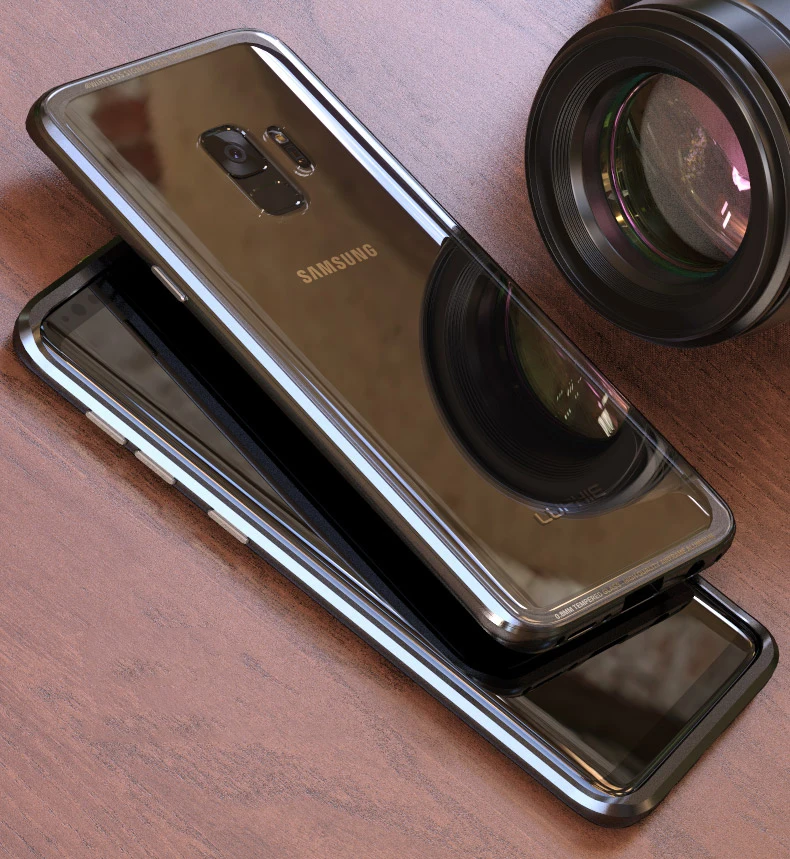 LUPHIE для samsung Galaxy S9 чехол Роскошный Жесткий металлический алюминиевый прозрачный закаленное стекло задняя крышка чехол для телефона для S9 Plus