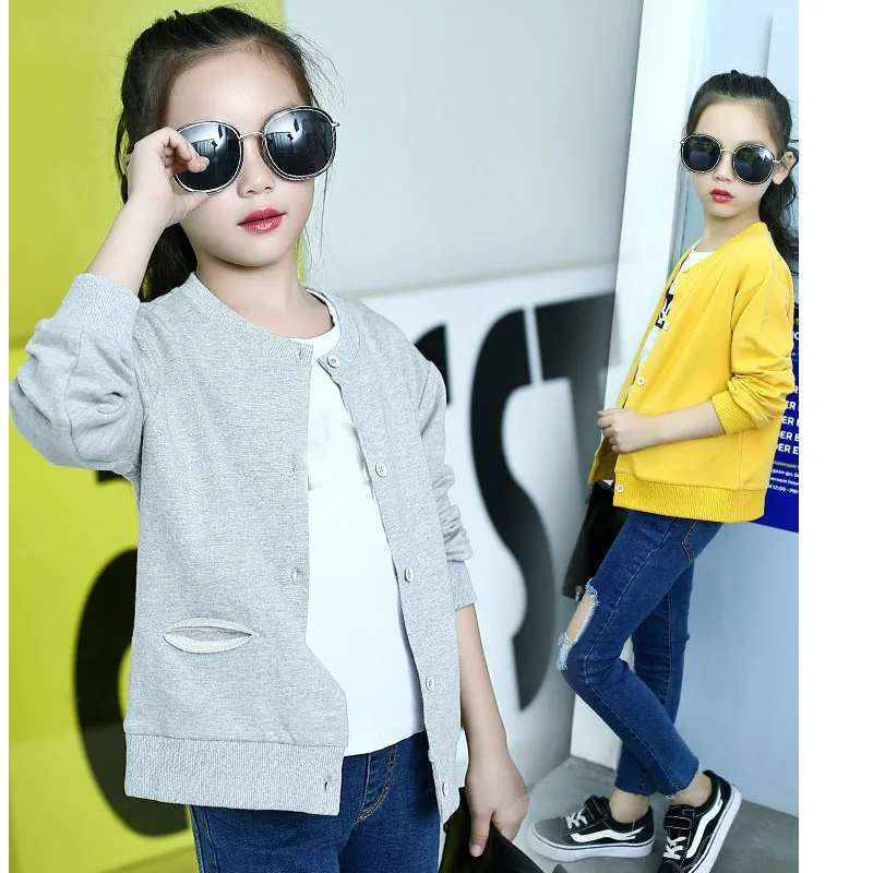 knitted school autumn jacket for girls red yellow grey little big girl