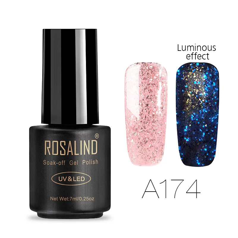 ROSALIND набор гель-лаков для ногтей 7 мл гель лак светящийся розовое золото стойкий маникюр Гибридный гель лак для ногтей Топы - Цвет: A174