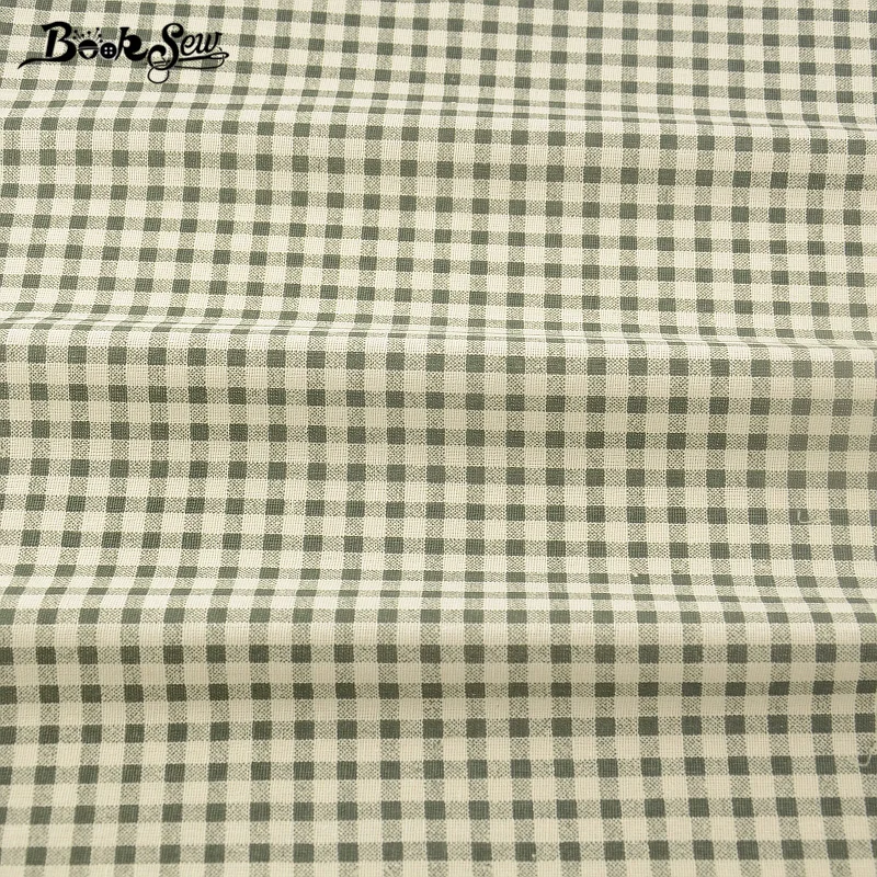 Booksew Green Checks Home Textile Cotton Linen Fabric Sewing Material Tissu For Tablecloth Pillow Bag Curtain Cushion Zakka CM|cotton linen