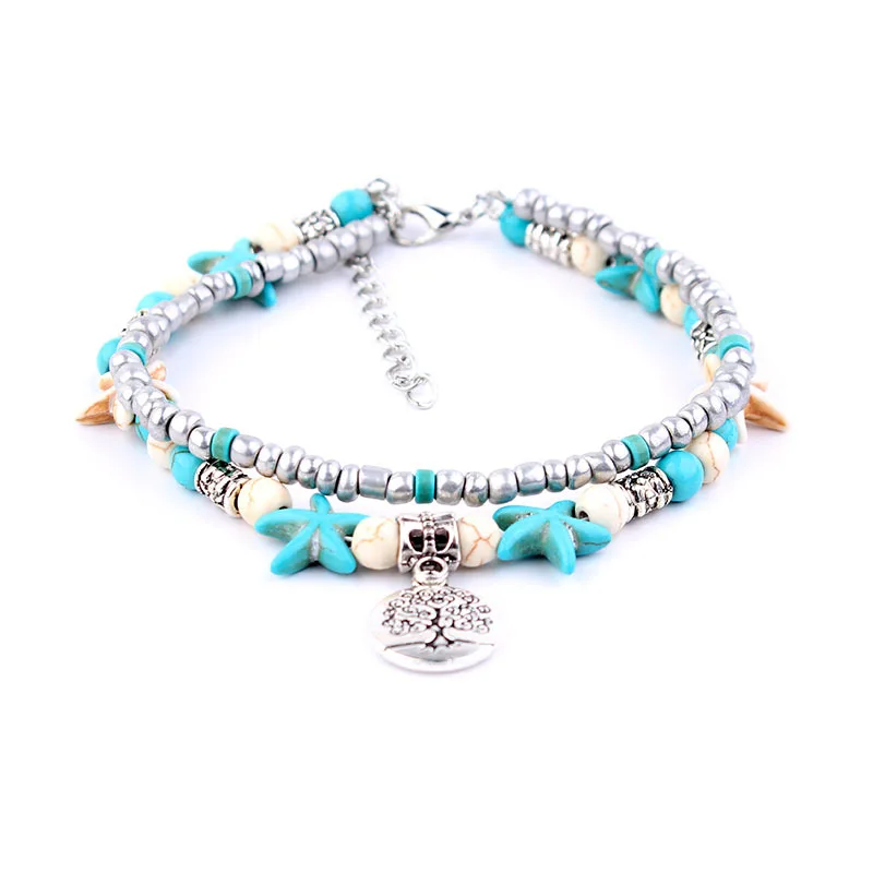 Miss JQ Vintage Design Starfish Turtle Anklets For Women Handmade Beaded Ankle Bracelet Foot Jewelry bracelet cheville femme - Image 3