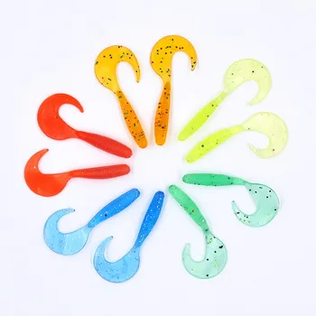 

Big Sale 100pcs Jig Head Soft Baits Artificial Silicone Fishing Lures Grub Worm Soft Lure Fly Fishing Tickle 5 Colors 6.5cm 2g