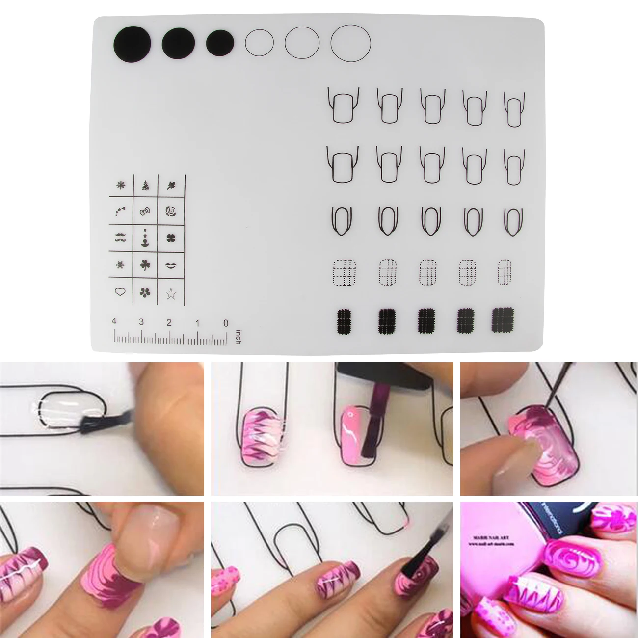 1Pc Manicure Table Nail Art Practice Mat Pad Silicone Stamping Plate