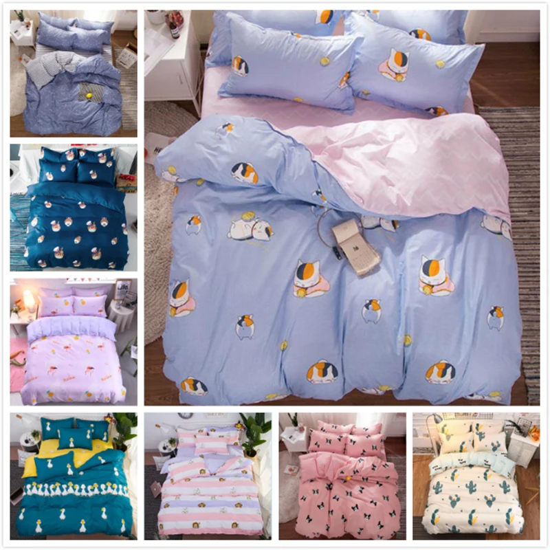 

Cat Kitty Dog Animal Pattern 3/4 pcs Bedding Set Kids Boy Girl Student Single Full Twin Queen Size Duvet Cover Cotton Bed Linens