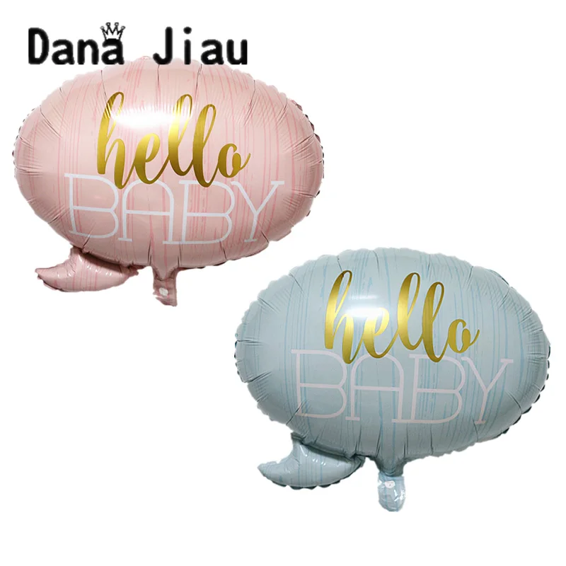 

DanaJiau NEW hello baby shower party big foil balloon kids 1th birthday party decoration pink helium ball Children's Day dialog