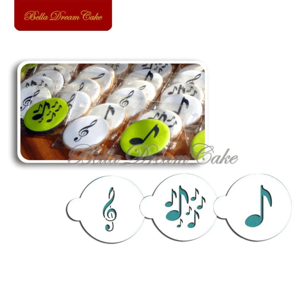 

3pcs/set Musical Note Cookies Stencil Set Food Grade Plastic Cake Decoration Tools Wedding Cake Stencil Fondant Molds ST-697