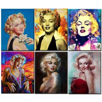 

Diamond Painting Cross Stitch Marilyn Monroe Mosaic Rhinestones Diamond Embroidery Scenic Full SquareHandwork Decoration JS2109