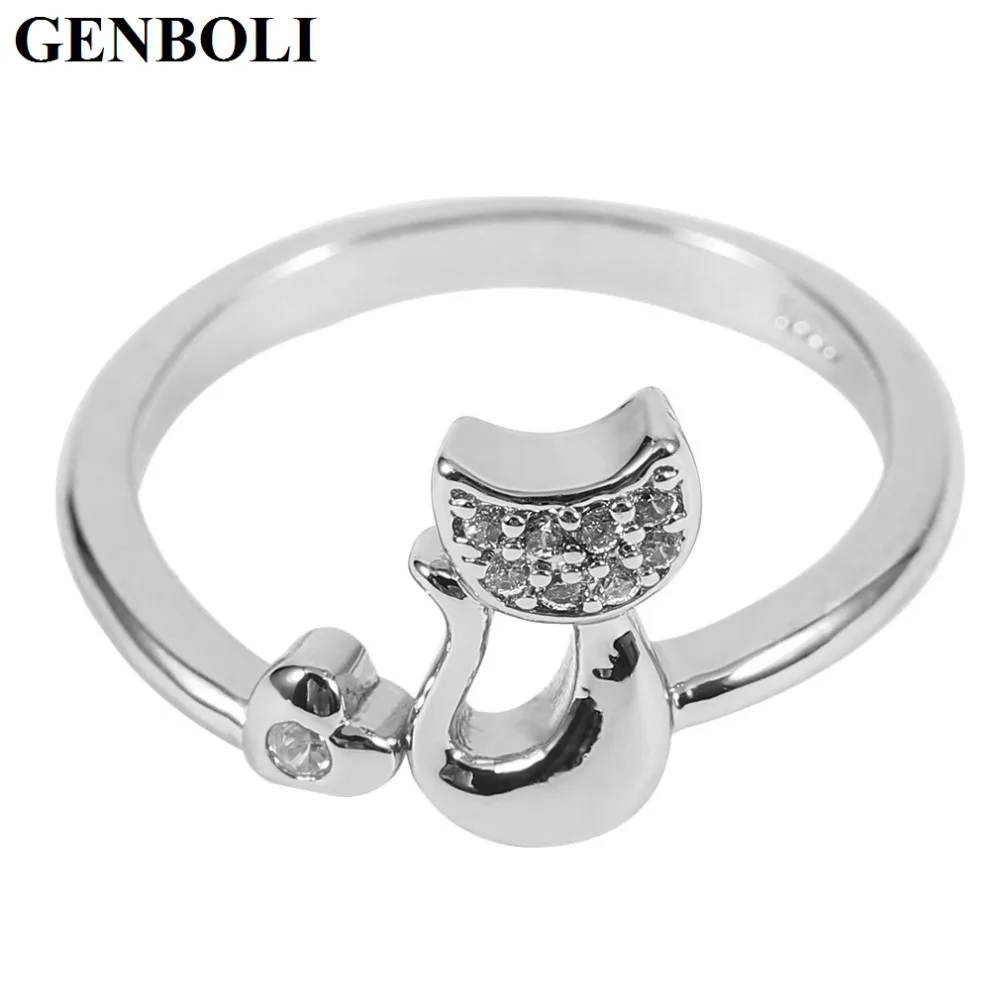 

Fashion Minimalist Style Korean Fashionable Women Ring Animal Cat Decoration Lovely Zircon Copper Anillos Mujer Jewelry hot