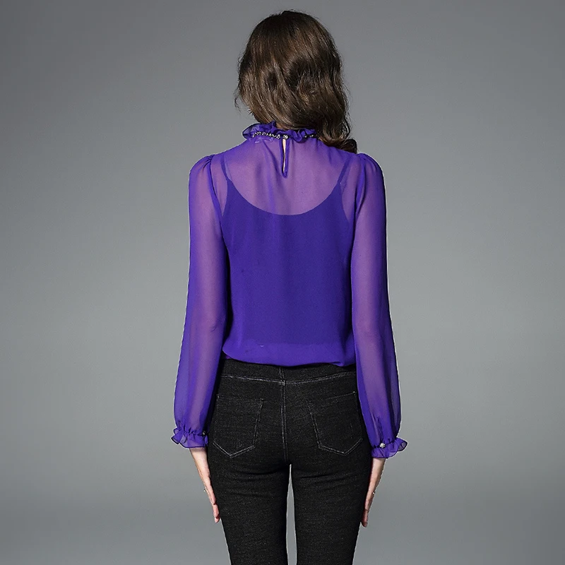 Высококачественная Женская шелковая атласная блузка, рубашка, женская новая шелковая сатиновая блузка с длинным рукавом-фонариком