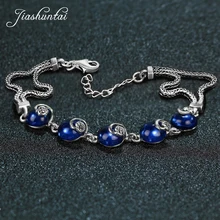 Jiashuntai ретро 925 Браслеты стерлингового серебра для Для женщин Винтаж Серебряные ювелирные изделия для женщин