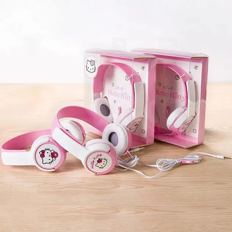 Милые Мультяшные Наушники Hello Kitty детские наушники с повязкой на голову