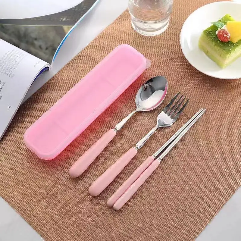 3 шт. набор посуды для путешествий из нержавеющей стали|dinnerware set|plastic dinnerware setportable