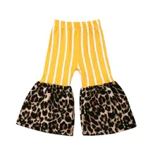 Одежда для маленьких девочек от 1 до 6 лет полосатые расклешенные штаны с леопардовым принтом, леггинсы, брюки