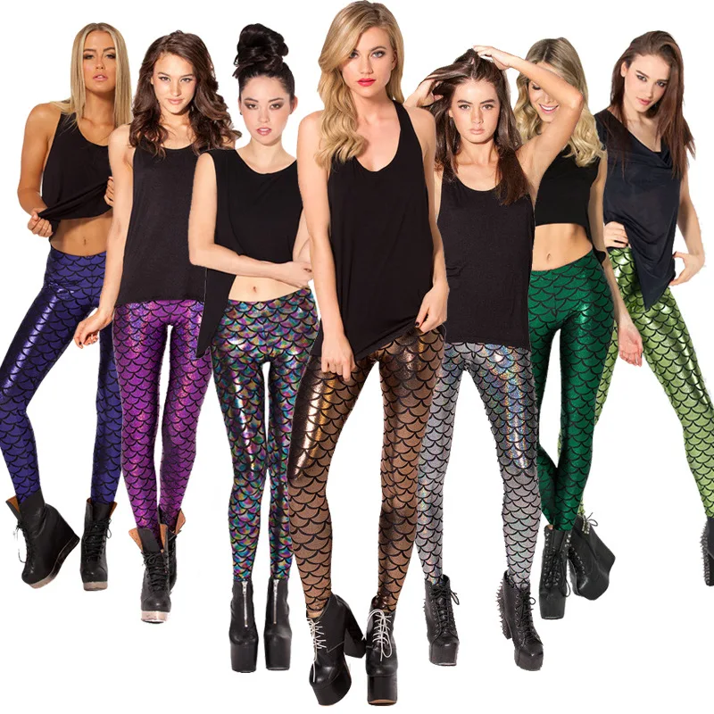 Лидер продаж 11 цветов женские брюки для йоги с принтом русалки фиолетовые