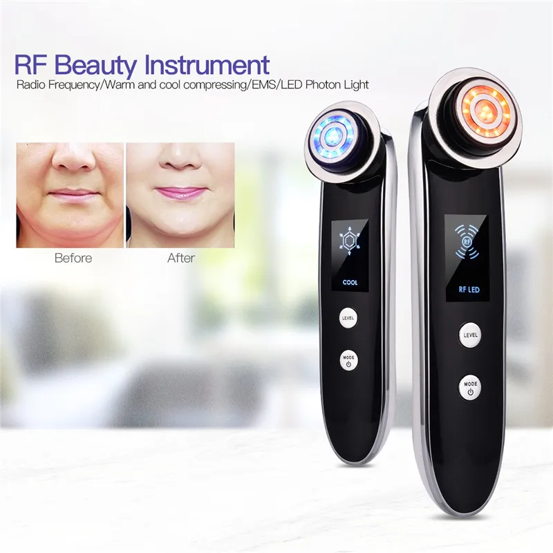 

RF EMS Radio Frequency Facial Cleaner Skin Rejuvenation Face Lift Tighten Hot Cool LED Photon Light Anti-aging Beauty Apparatus