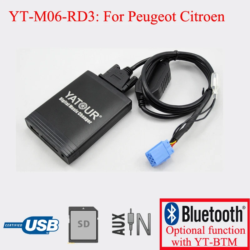 Yatour Автомобильный CD USB sd-карта AUX плеер для peugeot Citroen RD3